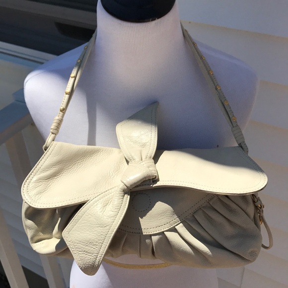 BCBGirls Handbags - BCBG girls ivory leather shoulder bag
